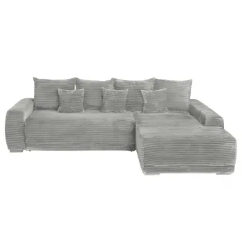 Coltar MARIBO T extensibil, cu arcuri si lada depozitare, colt stanga, gri deschis, 280x204x92 cm imagine