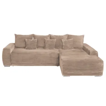 Coltar MARIBO T extensibil, cu arcuri si lada depozitare, colt stanga, maro, 280x204x92 cm imagine