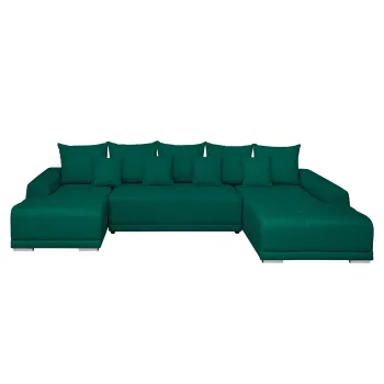 Coltar MARIBO U extensibil, cu arcuri si lada depozitare, colt stanga, verde inchis, 350x203x90 cm imagine