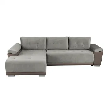 Coltar MODENA extensibil, cu arcuri si lada depozitare, colt dreapta, gri elefant + crem, 282x205x92 cm imagine