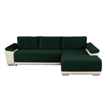 Coltar MODENA extensibil, cu arcuri si lada depozitare, colt stanga, bej + verde, 282x205x92 cm imagine