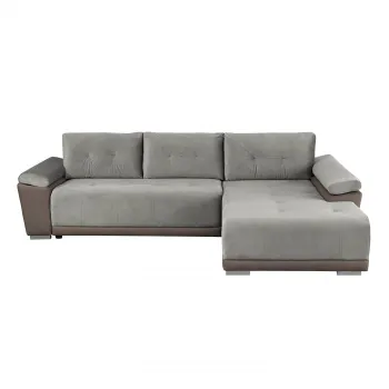 Coltar MODENA extensibil, cu arcuri si lada depozitare, colt stanga, gri elefant + crem, 282x205x92 cm imagine