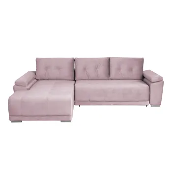 Coltar MODENA I extensibil, cu arcuri si lada depozitare, colt dreapta, roz pudra, 282x205x92 cm imagine