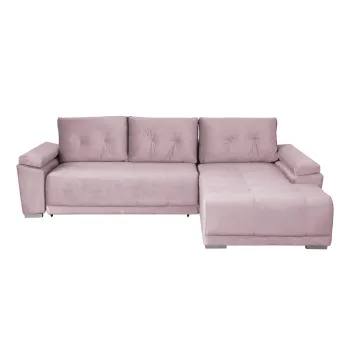 Coltar MODENA I extensibil, cu arcuri si lada depozitare, colt stanga, roz pudra, 282x205x92 cm imagine