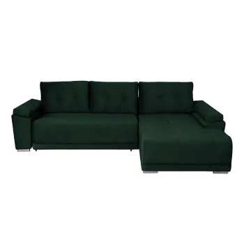 Coltar MODENA I extensibil, cu arcuri si lada depozitare, colt stanga, verde smarald, 282x205x92 cm imagine