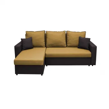 Coltar NICOLE extensibil, cu lada depozitare, colt interschimbabil, gri inchis + galben, 225x145x82 cm imagine