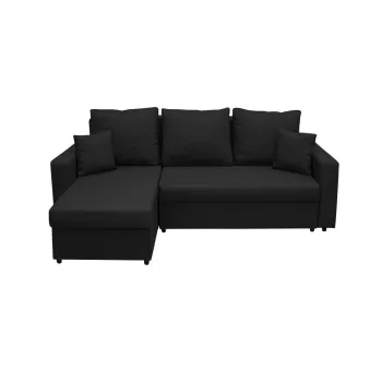 Coltar NICOLE extensibil, cu lada depozitare, colt interschimbabil, negru, 225x145x82 cm imagine