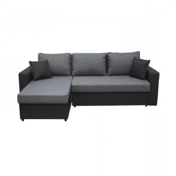 Coltar NICOLE extensibil, cu lada depozitare, colt interschimbabil, negru + gri, 225x145x82 cm imagine