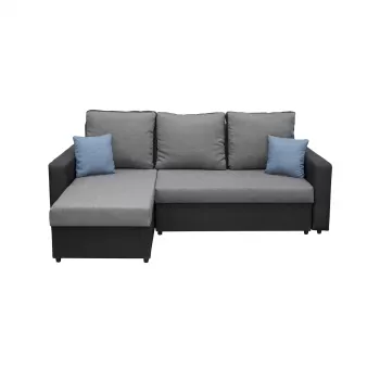 Coltar NICOLE extensibil, cu lada depozitare, colt interschimbabil, negru + gri + gri albastrui, 225x145x82 cm imagine