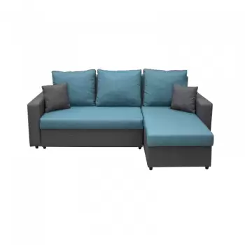 Coltar NICOLE extensibil, cu lada depozitare, colt interschimbabil, turcoaz, 225x145x82 cm imagine