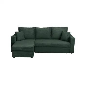 Coltar NICOLE LUX, cu lada depozitare, colt interschimbabil, verde smarald, 225x145x82 cm imagine