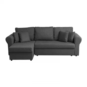 Coltar SARA II extensibil, cu lada depozitare, colt interschimbabil, gri inchis, 248x143x83 cm imagine