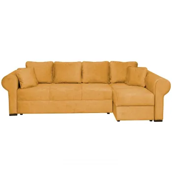 Coltar SEUL XL extensibil, cu arcuri si lada depozitare, colt dreapta, mustar, 290x145x95 cm imagine