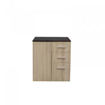 Comoda ALMA, 1 usa, 3 sertare, corp sonoma inchis, fronturi sonoma deschis, 70x40x82 cm imagine
