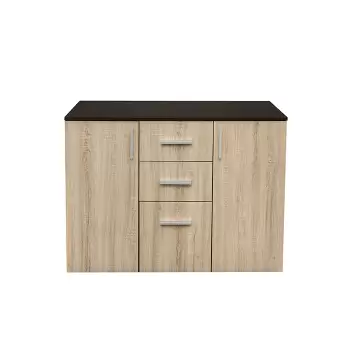Comoda ALMA, 2 usi, 3 sertare, corp sonoma inchis, fronturi sonoma deschis, 105x40x82 cm imagine