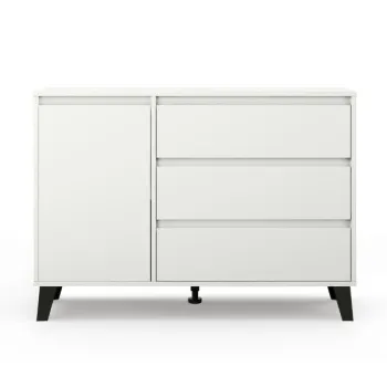 Comoda BORG, 1 usa, 3 sertare, alb, 110x38,8x78,4 cm imagine
