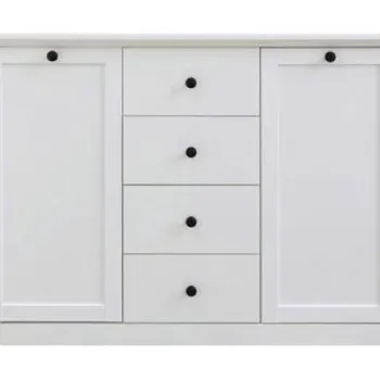 Comoda BRANDSON, 2 usi, 4 sertare, alb, 119x41x88 cm imagine