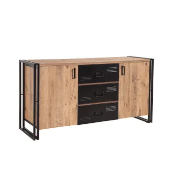 Comoda COSMO RIO, pin atlantic + negru, 160x45x80 cm imagine