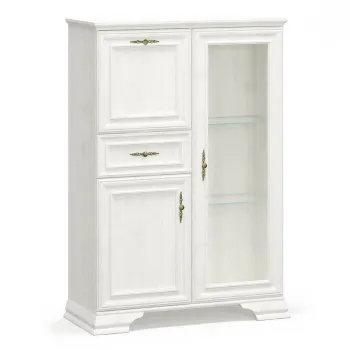 Comoda cu vitrina IRYS, 3 usi, 1 sertar, geam, pin anderson, 93,4x39x133 cm imagine