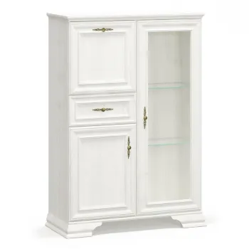 Comoda cu vitrina IRYS, 3 usi, 1 sertar, geam, pin anderson, 93,4x39x133 cm imagine