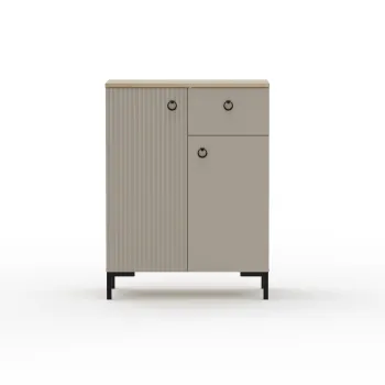 Comoda DOMINICA, 2 usi, 1 sertar, taupe + stejar silverjack, 70x41x93 cm imagine