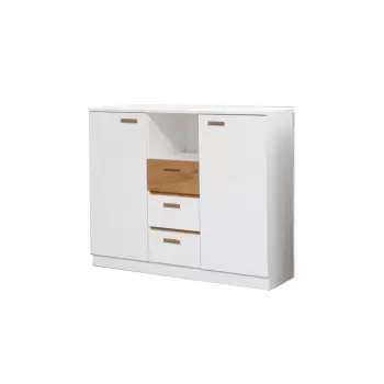 Comoda EFK 1, 2 usi, 3 sertare, alb andersen + artisan, 130x42x105 cm imagine