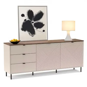 Comoda EVO, 2 usi, 3 sertare, casmir + stejar castello, 183,4x40x75,2 cm imagine