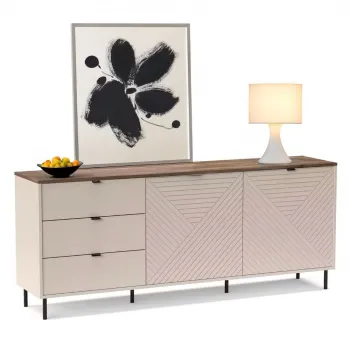 Comoda EVO, 2 usi, 3 sertare, casmir + stejar castello, 183,4x40x75,2 cm imagine