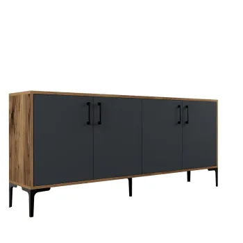 Comoda KIEV, nuc + antracit, 180x35x78 cm imagine