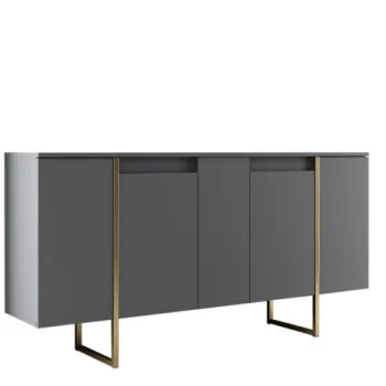 Comoda LUXE, antracit + auriu, 160x35x80 cm imagine