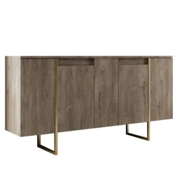 Comoda LUXE, nuc + auriu, 160x35x80 cm imagine