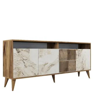Comoda MILAN, nuc + alb, 180x35x78 cm imagine