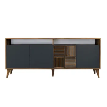 Comoda MILAN, nuc + antracit, 180x35x78 cm imagine