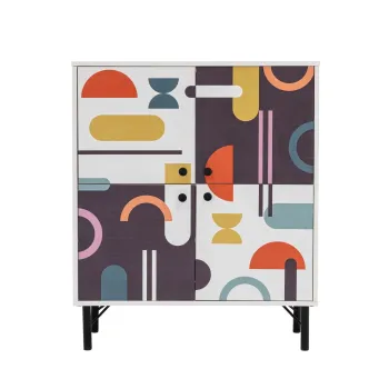 Comoda MULTILUX SIA, alb + maro + mov + mustar, 95x36x111 cm imagine