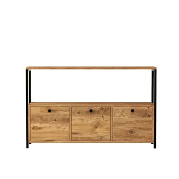 Comoda NERO V2, pin atlantic + negru, 120x30x75 cm imagine