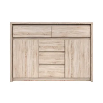 Comoda NORTON, 2 usi, 5 sertare, stejar sonoma, 127x40x92 cm imagine
