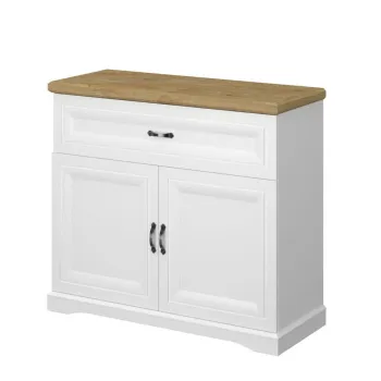 Comoda RIVA, 2 usi, 1 sertar, alb + stejar harbor, 102,7x41x91,3 cm imagine