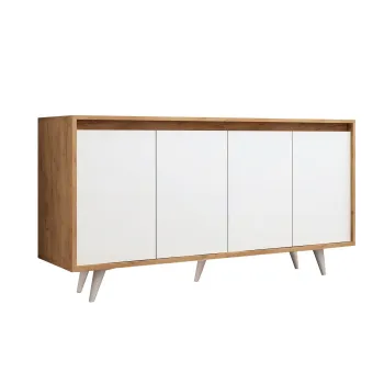 Comoda SHANS, stejar + alb, 140x40x86 cm imagine