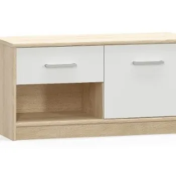 Comoda TIPS, 1 usa, 1 sertar, stejar sonoma + alb, 83,4x34,3x42,5 cm imagine