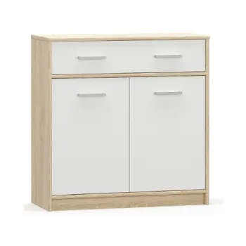 Comoda TIPS, 2 usi, 1 sertar, stejar sonoma + alb, 83,4x34,3x85,5 cm imagine