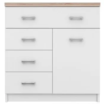 Comoda TOP MIX, 1 usa, 4 sertare, alb, 80x33x85 cm imagine
