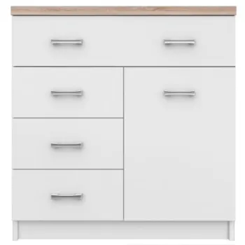 Comoda TOP MIX, 1 usa, 4 sertare, alb, 80x33x85 cm imagine
