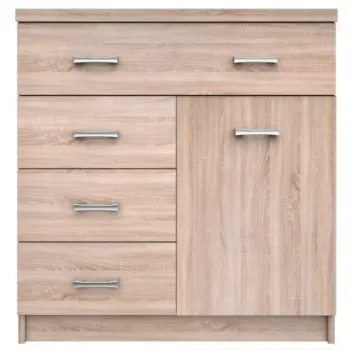 Comoda TOP MIX, 1 usa, 4 sertare, stejar sonoma, 80x33x85 cm imagine