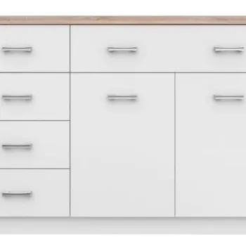 Comoda TOP MIX, 2 usi, 5 sertare, alb, 120x33x85 cm imagine