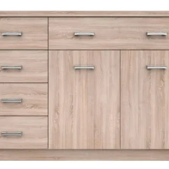 Comoda TOP MIX, 2 usi, 5 sertare, stejar sonoma, 120x33x85 cm imagine