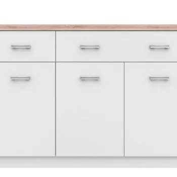 Comoda TOP MIX, 3 usi, 2 sertare, alb, 120x33x85 cm imagine