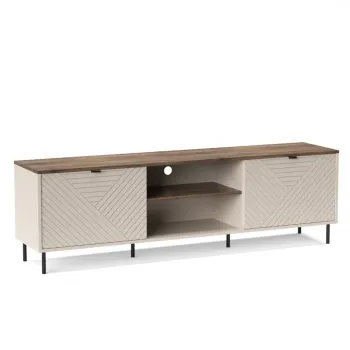 Comoda TV EVO, 2 usi, casmir + stejar castello, 183,4x40x55,2 cm imagine