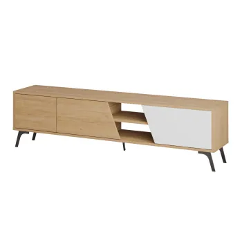Comoda TV FIONA, stejar + alb, 180x35,6x48 cm imagine