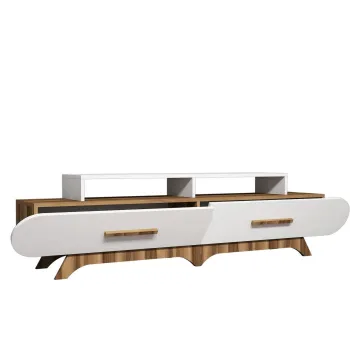 Comoda TV FLORA, nuc + alb, 205x36,8x50 cm imagine