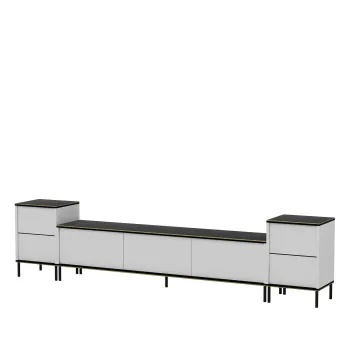 Comoda TV IMAJ, alb + negru + auriu, 180x35x45,2 cm imagine